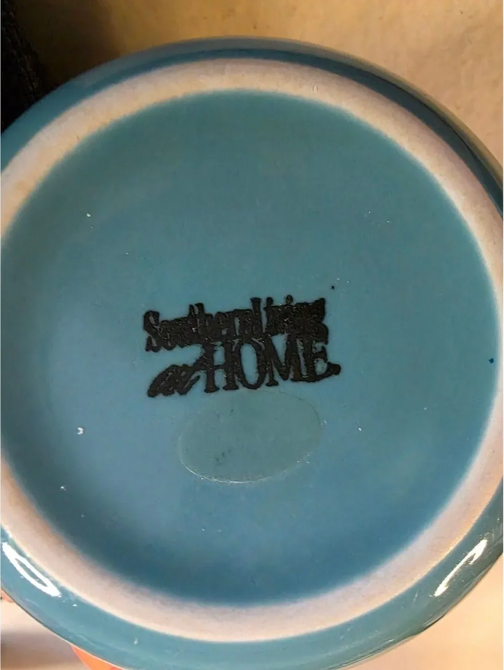 Home Essentials Turquoise Blue Ceramic Mini Bowl Wavy Brown Rim 4.25”
